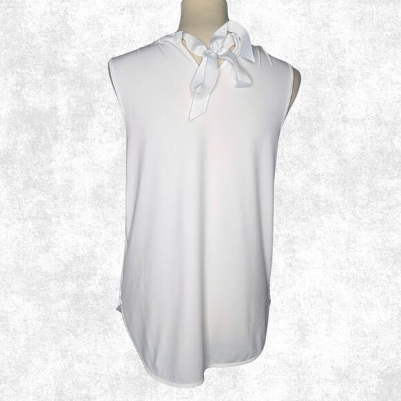 41 Hawthorn White Draped Blouse w/ Keyhole Front & Back Tie – Size M - Picture 4 of 5